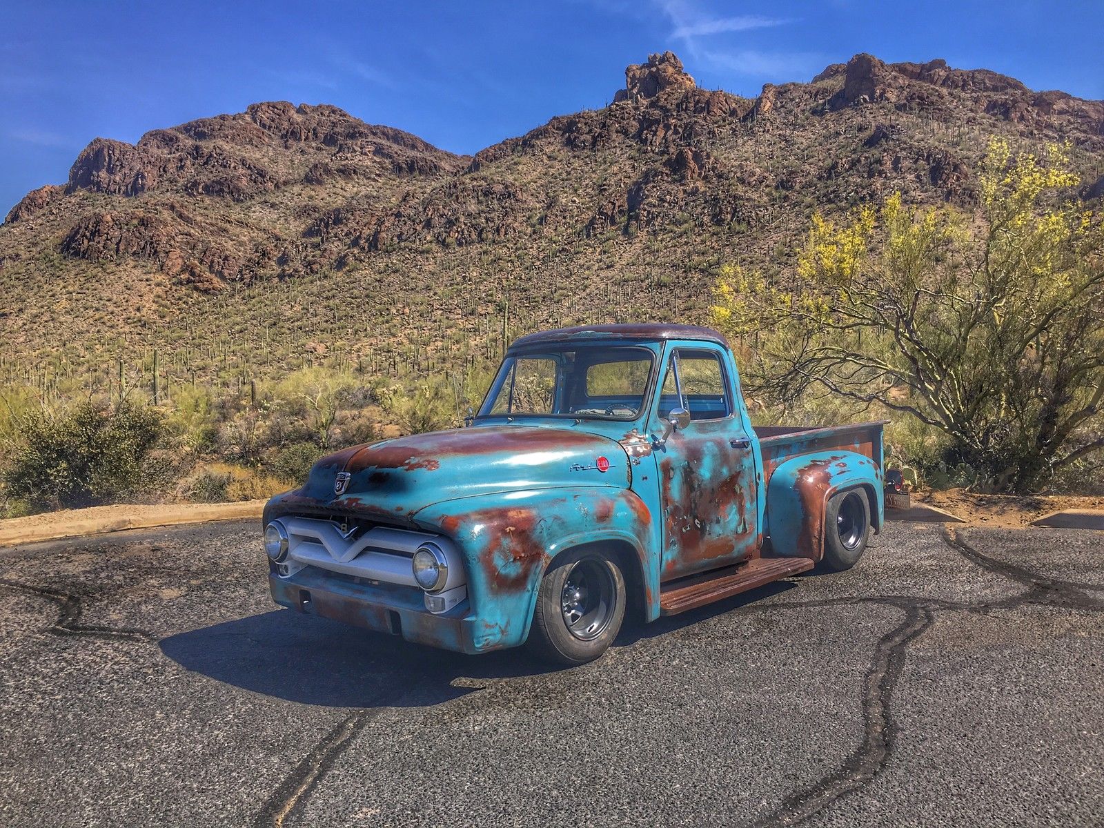Nice patina 1955 Ford F 100 Step side custom pickup truck for sale