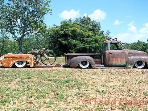 1948 Chevy rat rod and Custom bike for sale